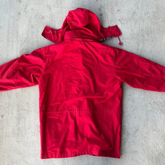 Eddie Bauer Red Parka Jacket Womens L Wool Lined Plaid Hood Outdoor Coat VTG - Picture 3 of 7